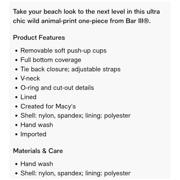 Bar lll Animal Print O-Ring Monokini Swimsuit Large Pink/Black/Yellow NWT - Picture 9 of 9